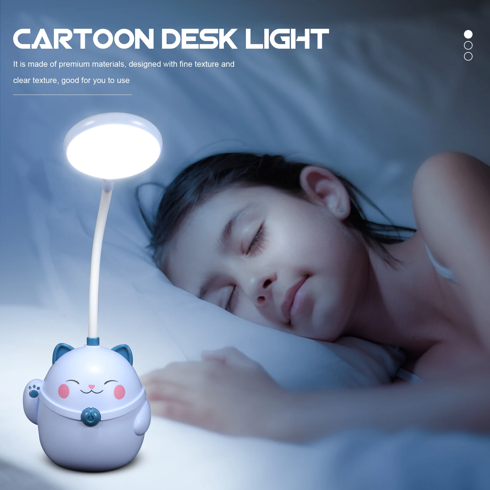 

USB Rechargeable Desk Lamp LED Bedside Pen Holder Premium Materials Eye Caring Reading Table Lamp Students Study Light Warm