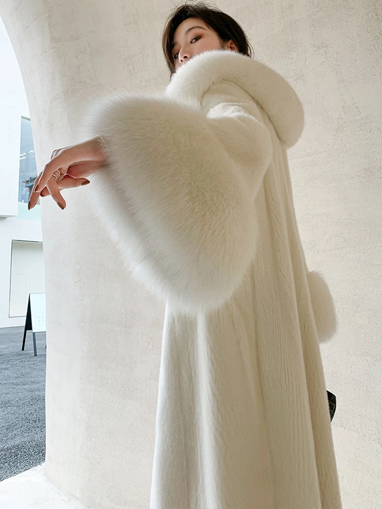 White Mink Fur Coat Women Long Thick Warm Luxury High Quality Faux Mink Fur Jacket 2023 Winter New Korean Chic Clothes Ladies