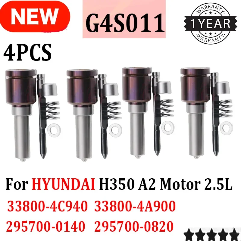 4 inyectores diésel G4S011 33800-4C940 33800-4A900 295700-0140 295700-0820 con boquilla piezoeléctrica para HYUNDAI H350 338004C940 338004A900