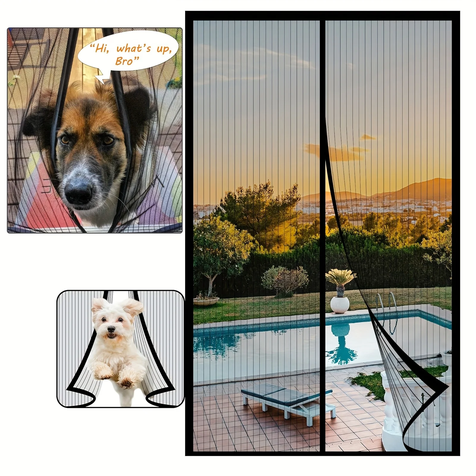 2Pcs Magnetic Screen Door - Self-Sealing, Heavy-Duty Striped Mesh Curtains, Available in Various Colors, Suitable for All Types of Room and Door Shapes, Reliable to Use, Perfect Gift, Insect Protection for All Seasons, Easter, Halloween/Christmas Gift