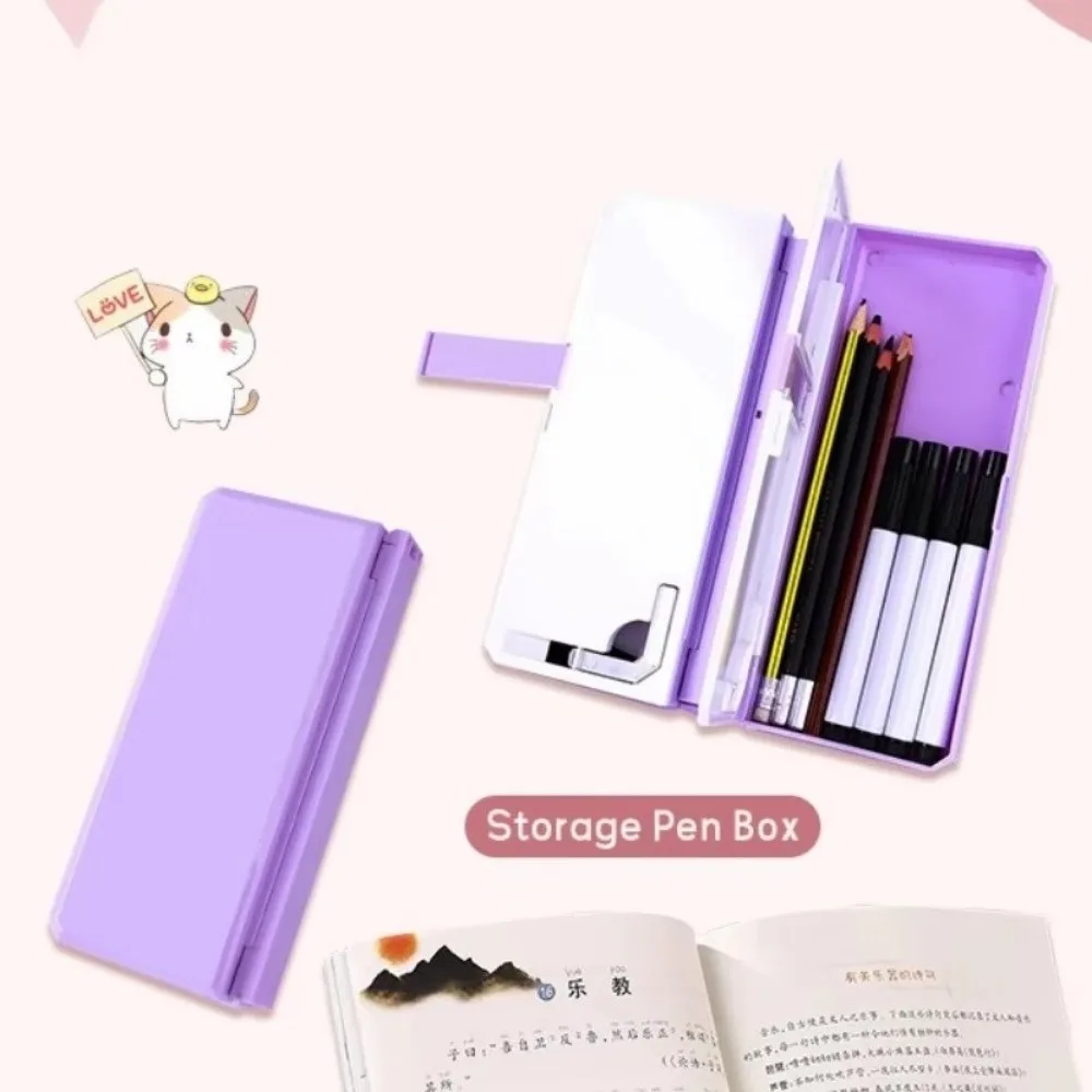Multifunctional Reading Stand Pencil Case Large Capacity Double-Layer Bookshelf Pencil Case Adjustable Angles Foldable
