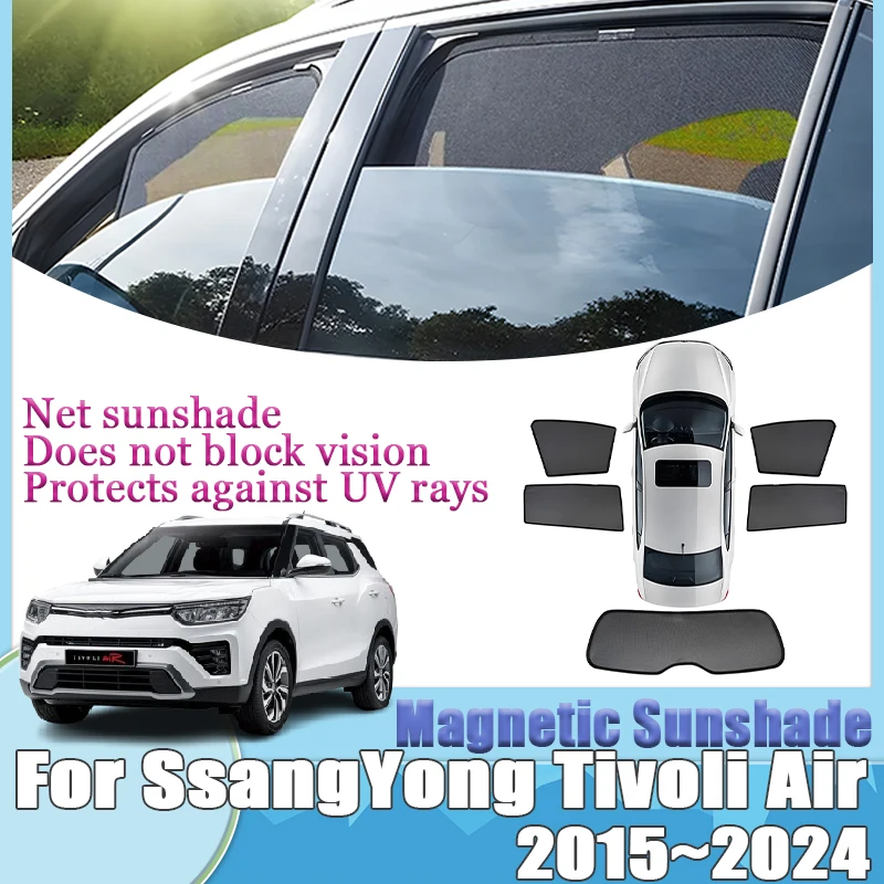 

Для SsangYong Tivoli Air KGM Tivoli 2015-2024 магнитные солнцезащитные козырьки для штор, сетчатая крышка для конфиденциальности, затеняющая часть, инструменты, аксессуары