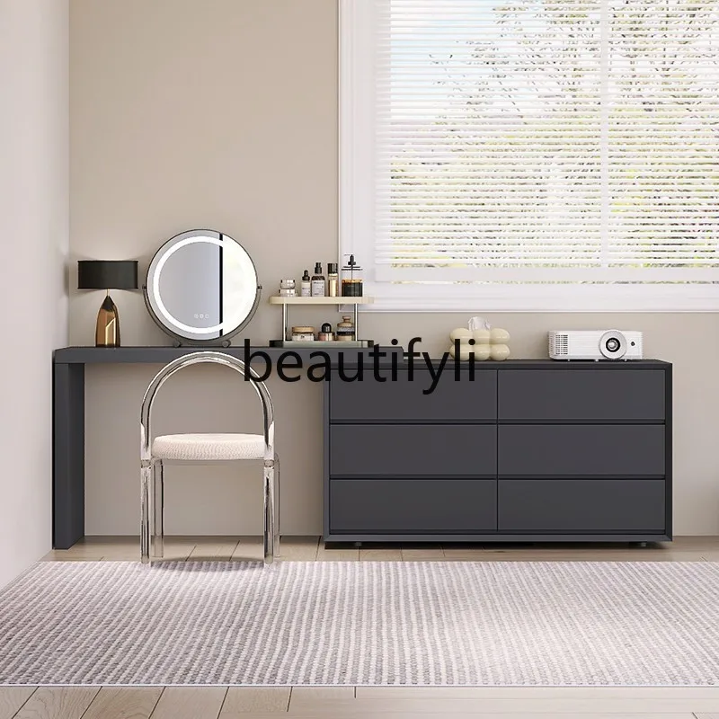 

Italian telescopic dresser desk integrated solid wood bedroom TV cabinet storage paint chest cabinet
