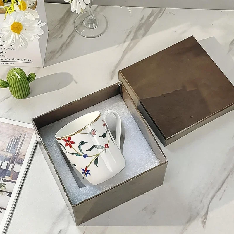 Bone China Mugs Peacock Flower Mugs Office And Home Coffee Cups Breakfast Cups Retro And Light Luxury Gifts