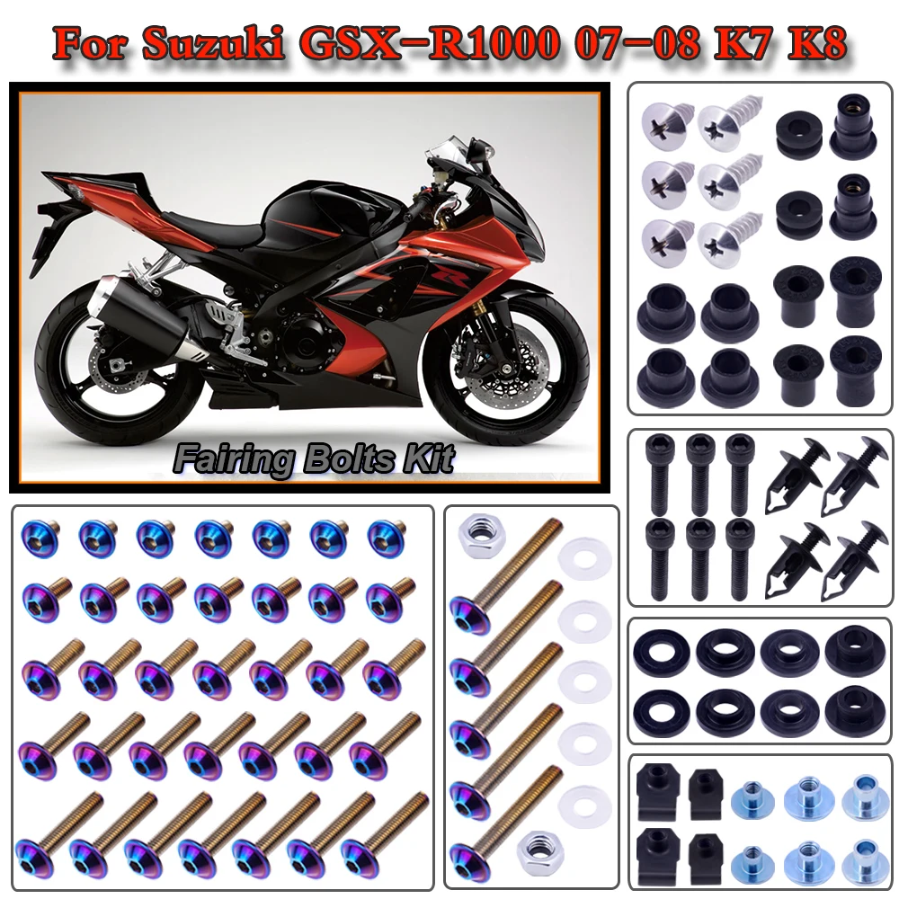 Motorcycle Stainless Complete Bodywork Fairing Bolt Kit Screws Clip For Suzuki GSX-R1000 2007-2008 K7 K8 GSXR1000