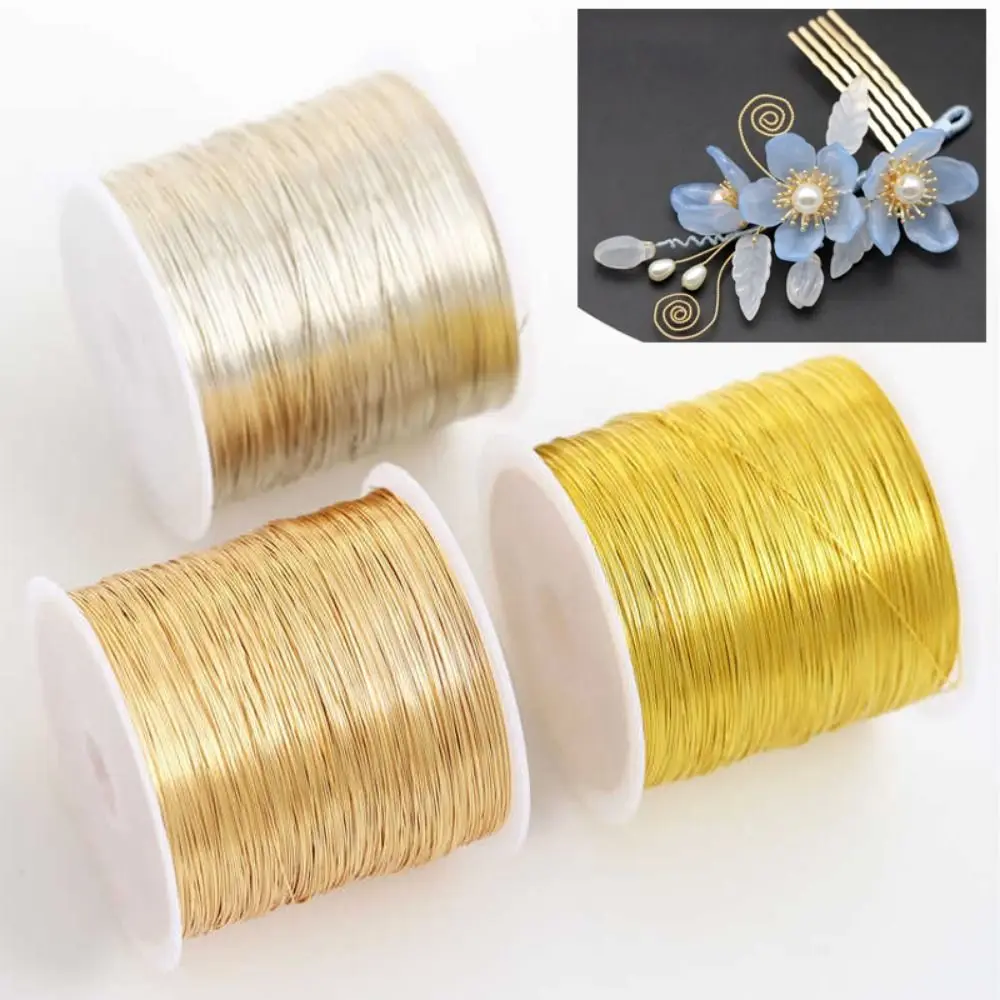 100m/roll Gold Plated Color Preserving Alloy Copper Wire DIY Handmade Crafts Brass Copper Wire 0.3mm 0.4mm DIY Headwear