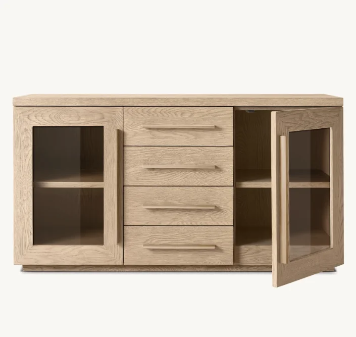 Móveis de sala de jantar em madeira maciça Aparador de porta dupla com gavetas