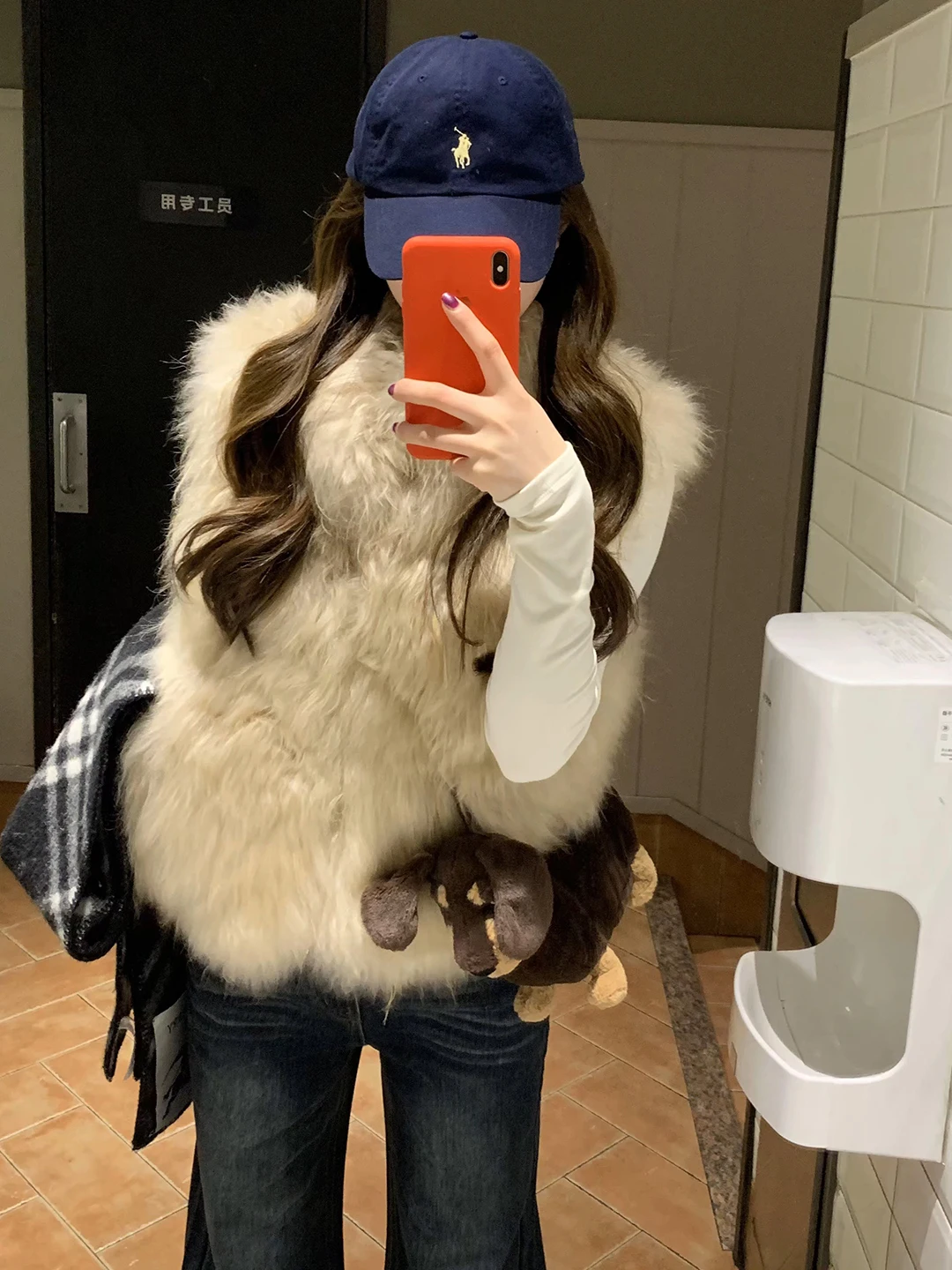 Veste en laine d'agneau grande taille femme Sport étudiant Style Anti-gel bouton à travers les détails fantaisie Vintage collège toile de Baseball