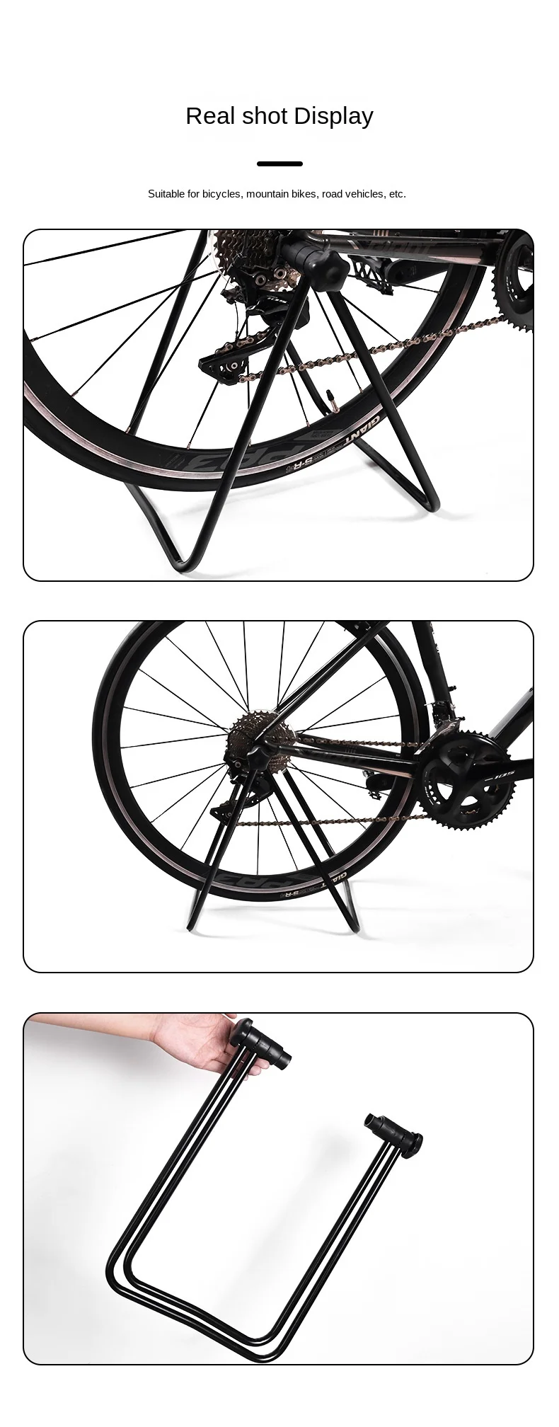 Hohe Qualität Universal Flexible Fahrrad Display Triple Radnabe Reparatur Ständer Kick Ständer Für Parkplatz Halter Klapp – Detail 6