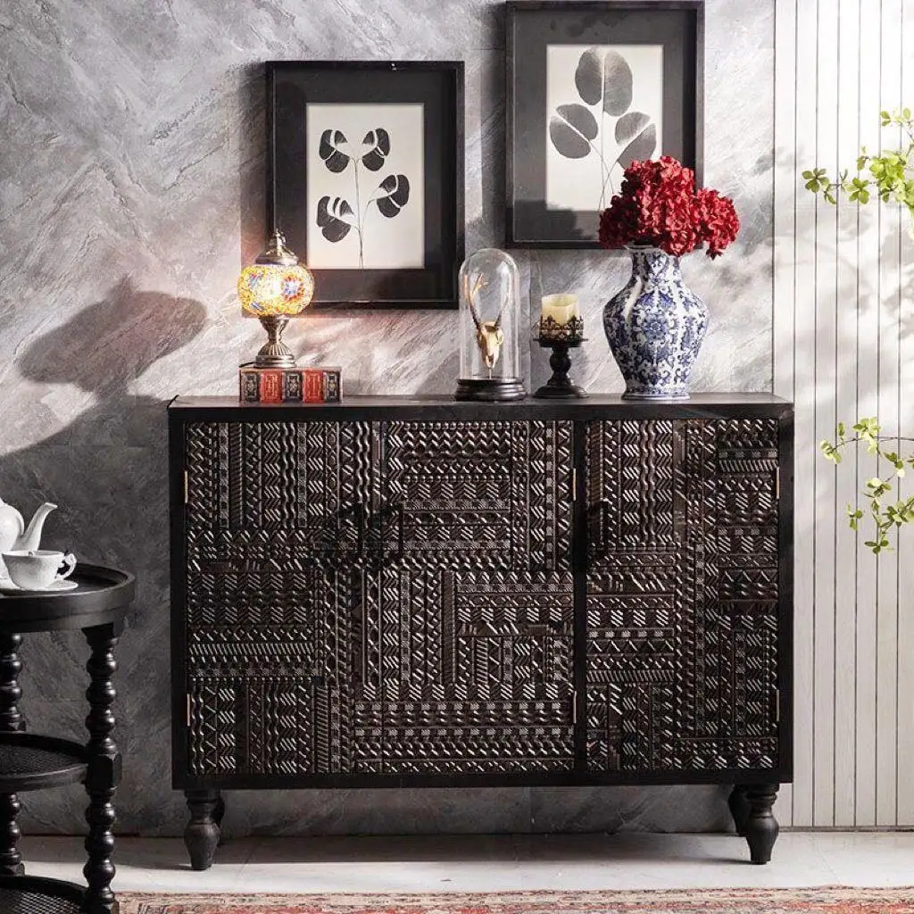 Edge Cabinet Entry Door Living Room Locker Solid Wood Display Cabinet