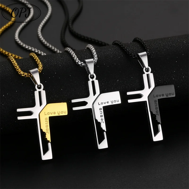 OPJ Stainless Steel Jewelry Fashion Cross Letter 