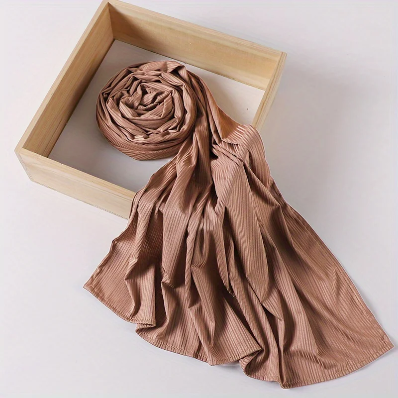 2024 Design Crinkle Fashion Classic Shiny Silk Scarf for Women Soft Hijab Solid Color Foulard Shawls Wraps Muslim Scarves Stole