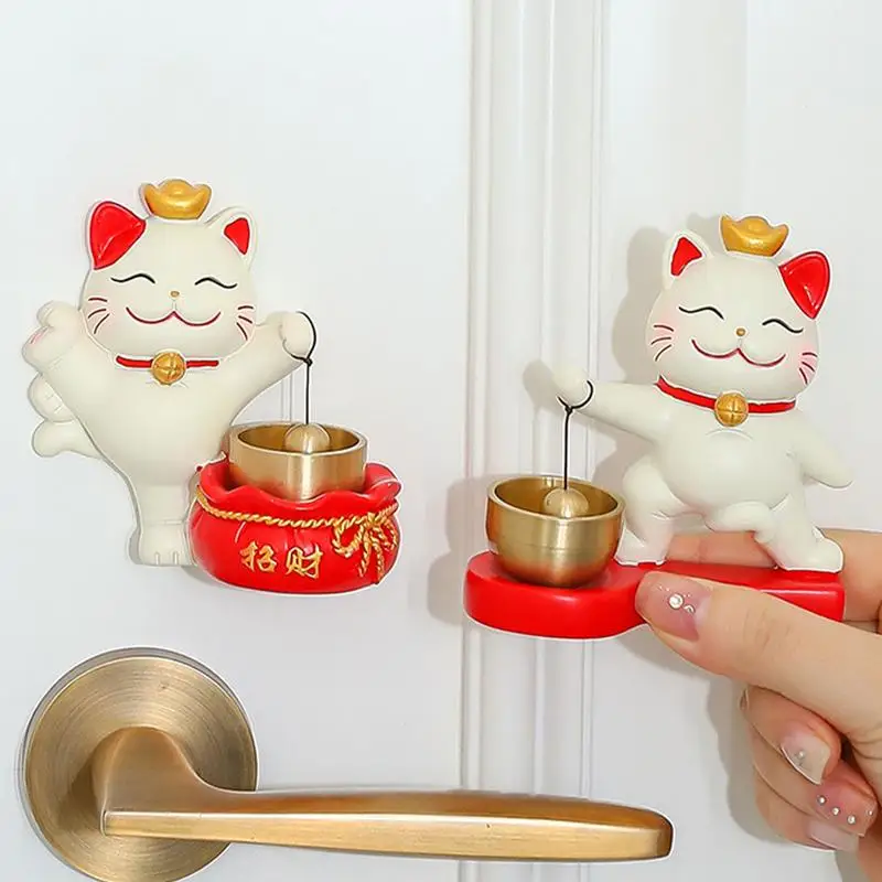 Fortune Cat Deurbel Open Deur Gong Trekken Rijkdom Heerlijke Deur Bel Zelfklevende Winkelier Bel Hang Decoratie Deur