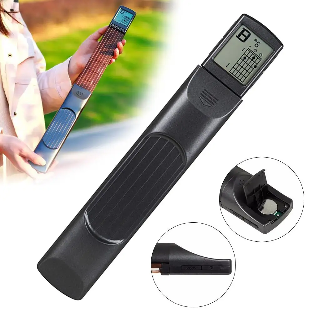 Entrenador de cuerda de guitarra de bolsillo de 6 cuerdas, herramienta de práctica de guitarra, dispositivo de 6 trastes, entrenador de dedos para guitarra eléctrica, accesorio D8F1