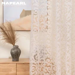 NAPEARL 1 Piece Modern Jacquard Design Sheer Curtains European Style Window Treatment Tulle Fabrics Organza Panel Decor