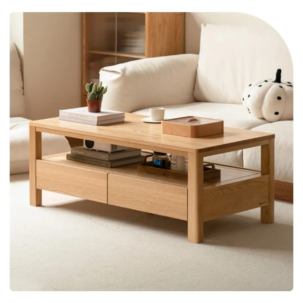 

Solid Wood Coffee Oak Nordic Simple Log Furniture Living Room Home Stone Plate Small Tea Table mesas de centro para sala