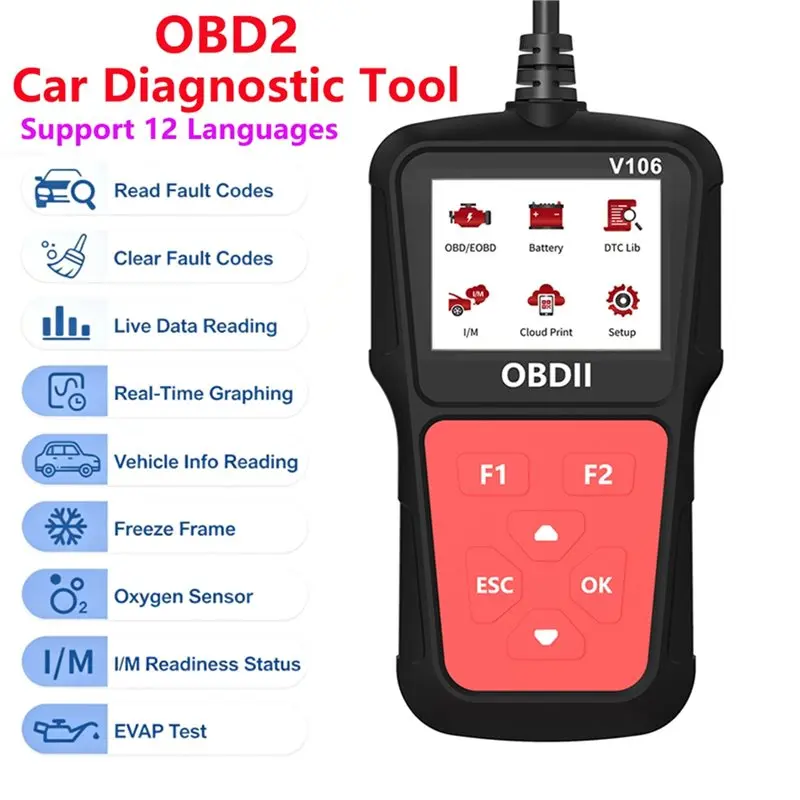 L10A V106 OBD2 Vehicle Diagnostic Scanner Professional Multilingual Support Car Tools