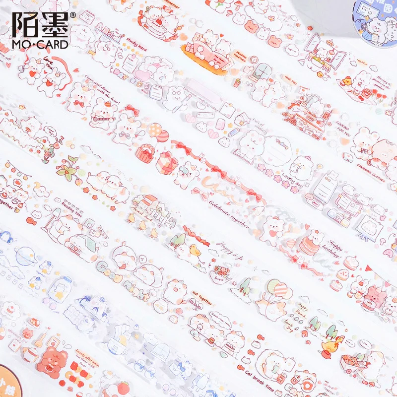 1 Roll PET Masking Tape Fleecy Furry Bunny Kitten Lamb Bear Light Blue Cartoon Kawaii Diary Decoration Material