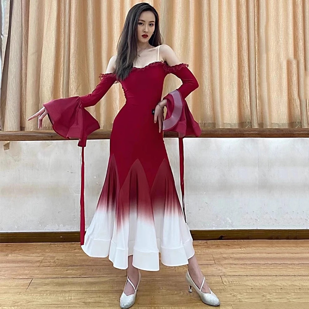 Ballroom Dance Dress Women\'s Competition Elegant Modern Big Swing Dress Standard Tango Waltz Practice Clothes Stage Dancewear