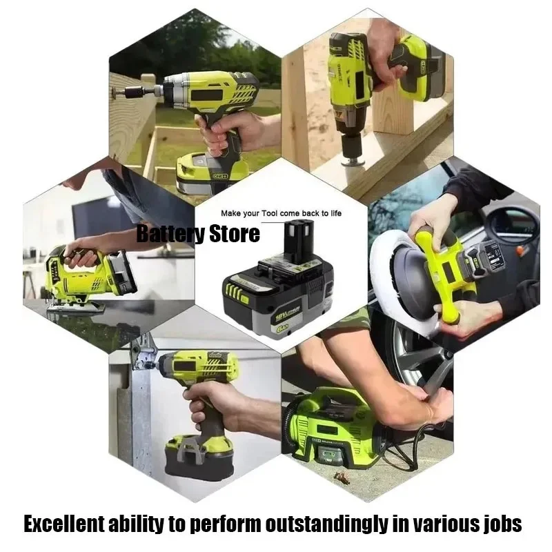 

New RYOBI 18V Li-ion Battery, P104 P107 RB18L50 RB18L20 P108 High Capacity Rechargeable Battery