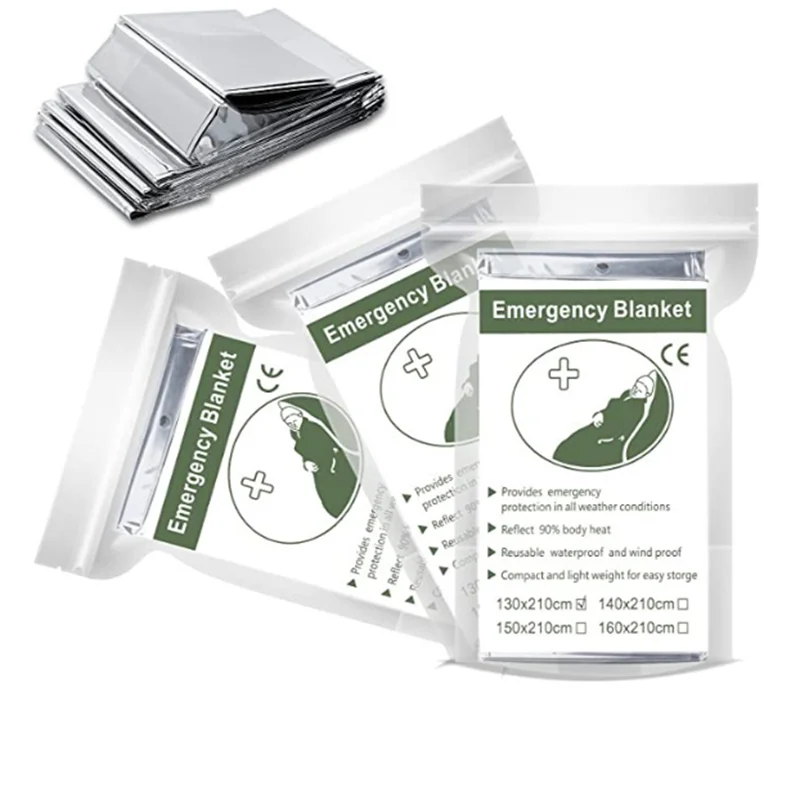 1/2/5/10PCS Emergency Blanket Outdoor Survive First Aid Military Rescue Kit Windproof Waterproof Foil Thermal Blanket Camping