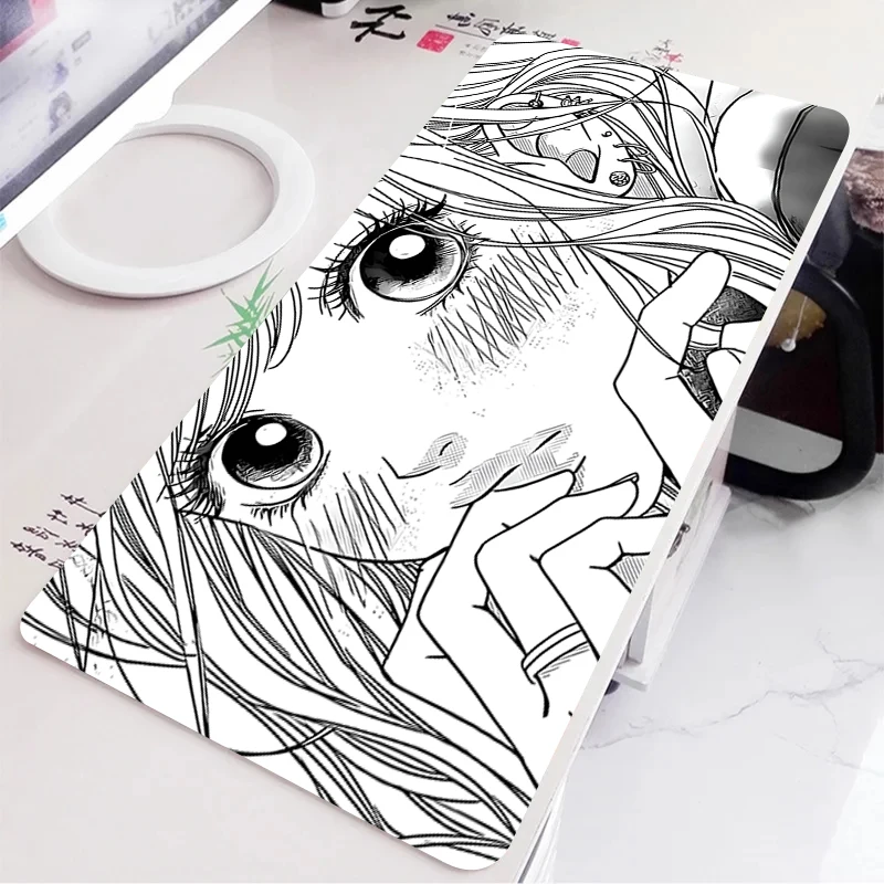 New Pretty Mouse Pad Laptop Kawaii Anime Girl Keyboard Pad PC Black and White Desktop Mouse Mat C-chainsaw Man Gaming Mousepad