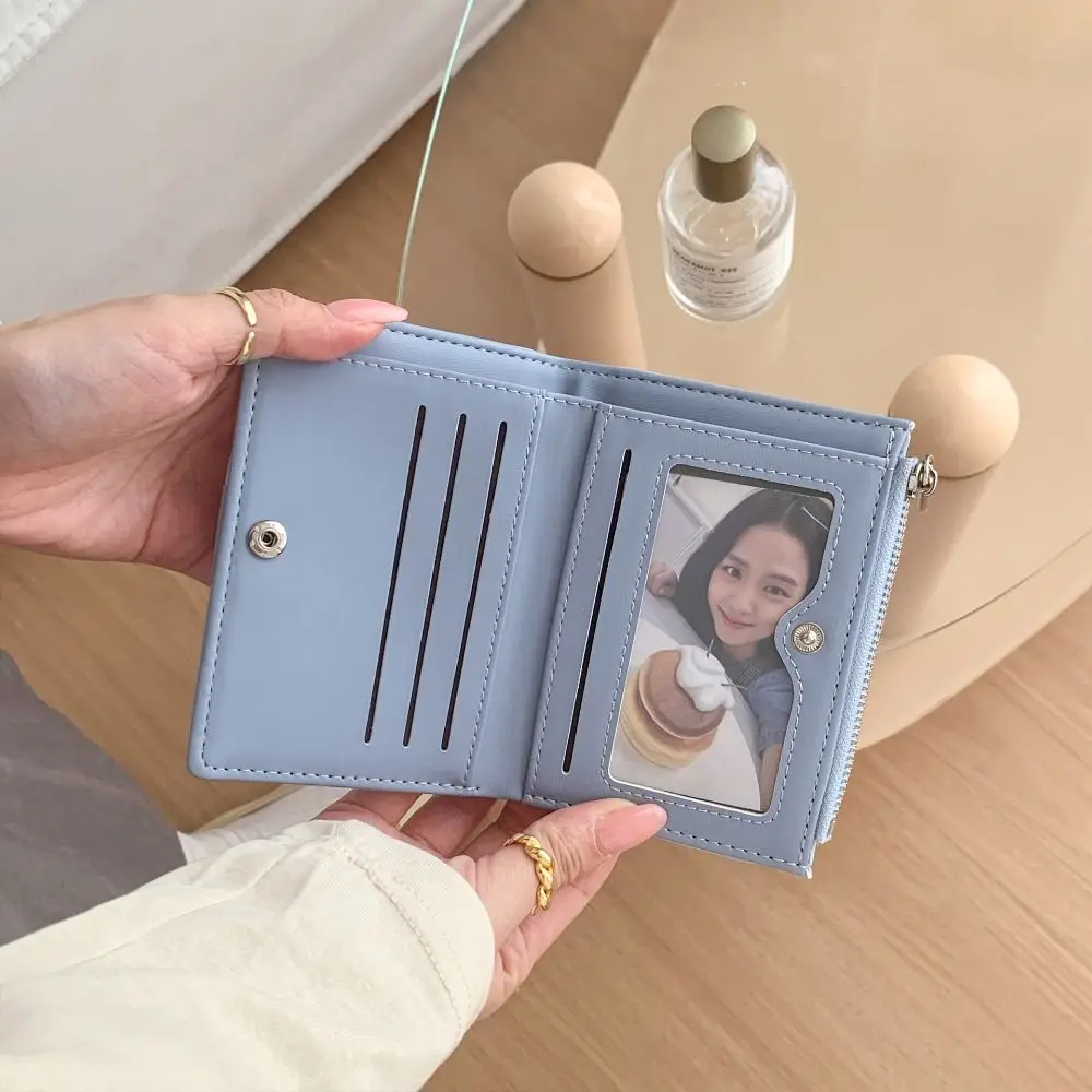 Fashion Korean Style Rivet Wallet Y2k Metal Buckle Zipper Card Holder Multi Slot PU Leather Coin Purse Men