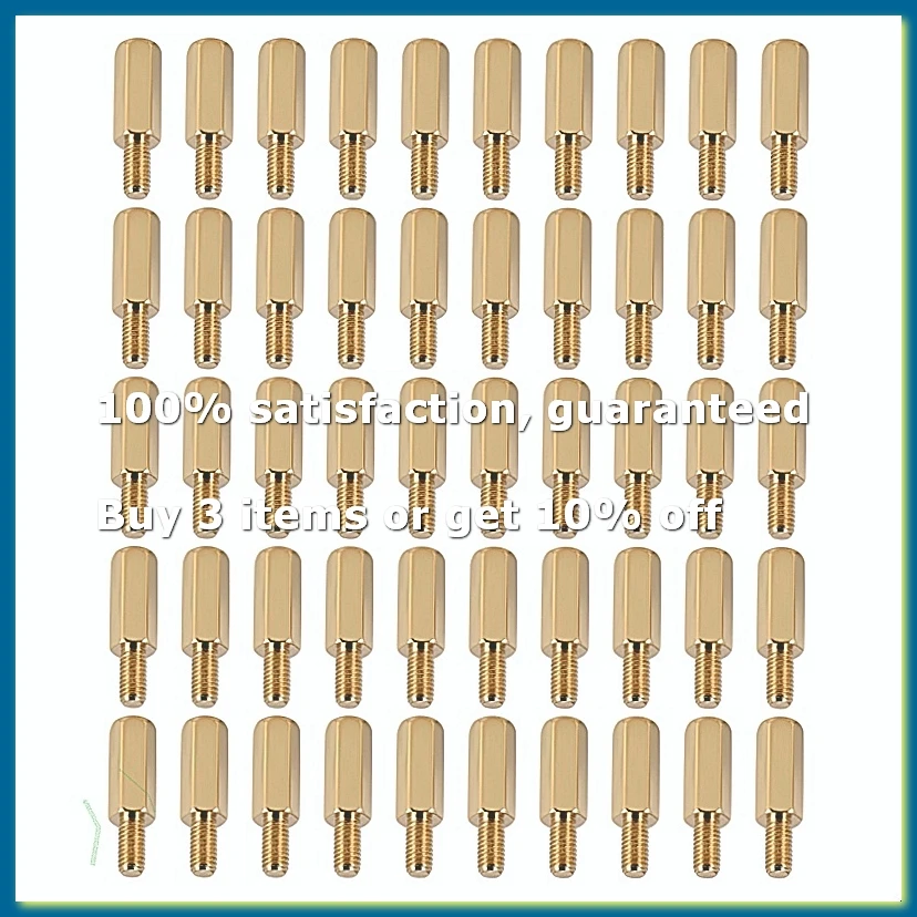 50 Pcs M3 Male x M3 Female 11mm Length Brass Screw Thread PCB Stand-off Spacers-A27I