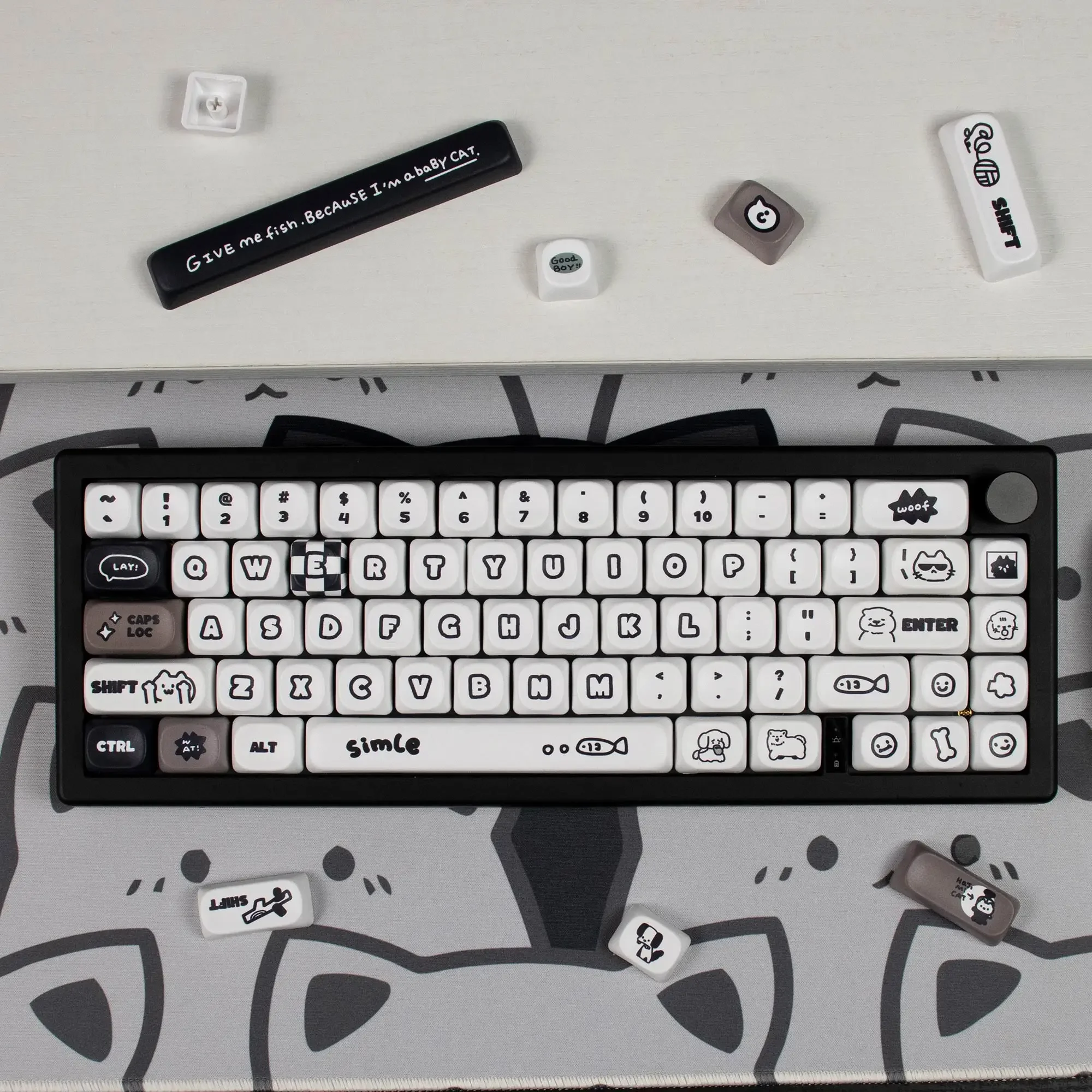 Cute Cat Theme MOA Profile PBT keycaps 131keys Sublimation For ATK VGN Hi75 Hi8 Lucky65 V2 Wireless Keyboard Keycaps