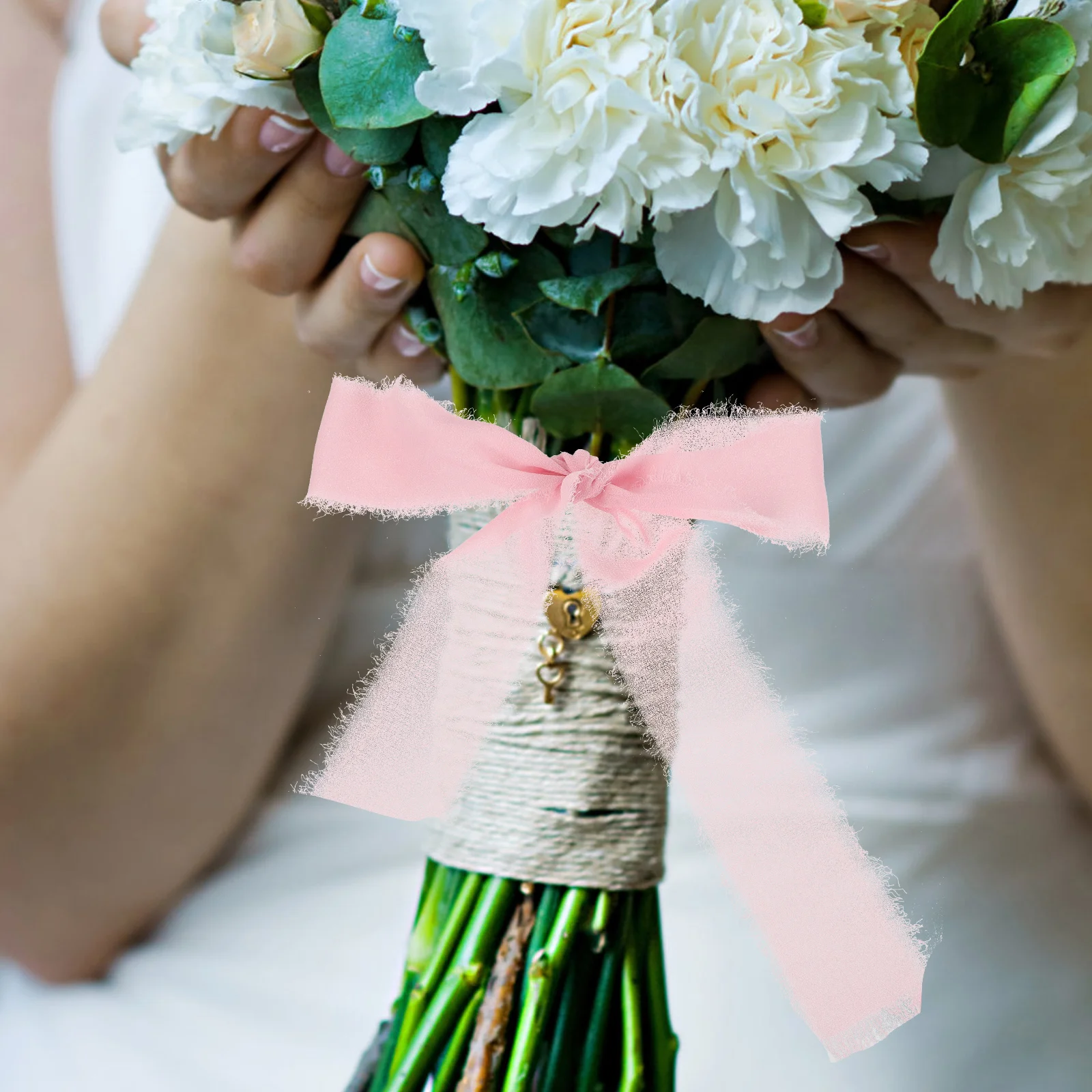 

3 Rolls 4cmx5m Wedding Bouquet Binding Ribbon Pink Beige Decorative Chiffon Gift Packaging Party Favors Satin Ribbon