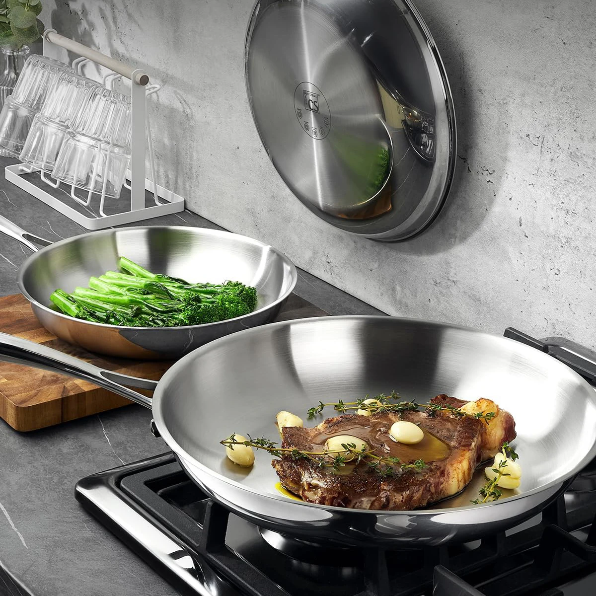 KOCH SYSTEME CS 3Pcs Stainless Steel Frying Pan Set 8