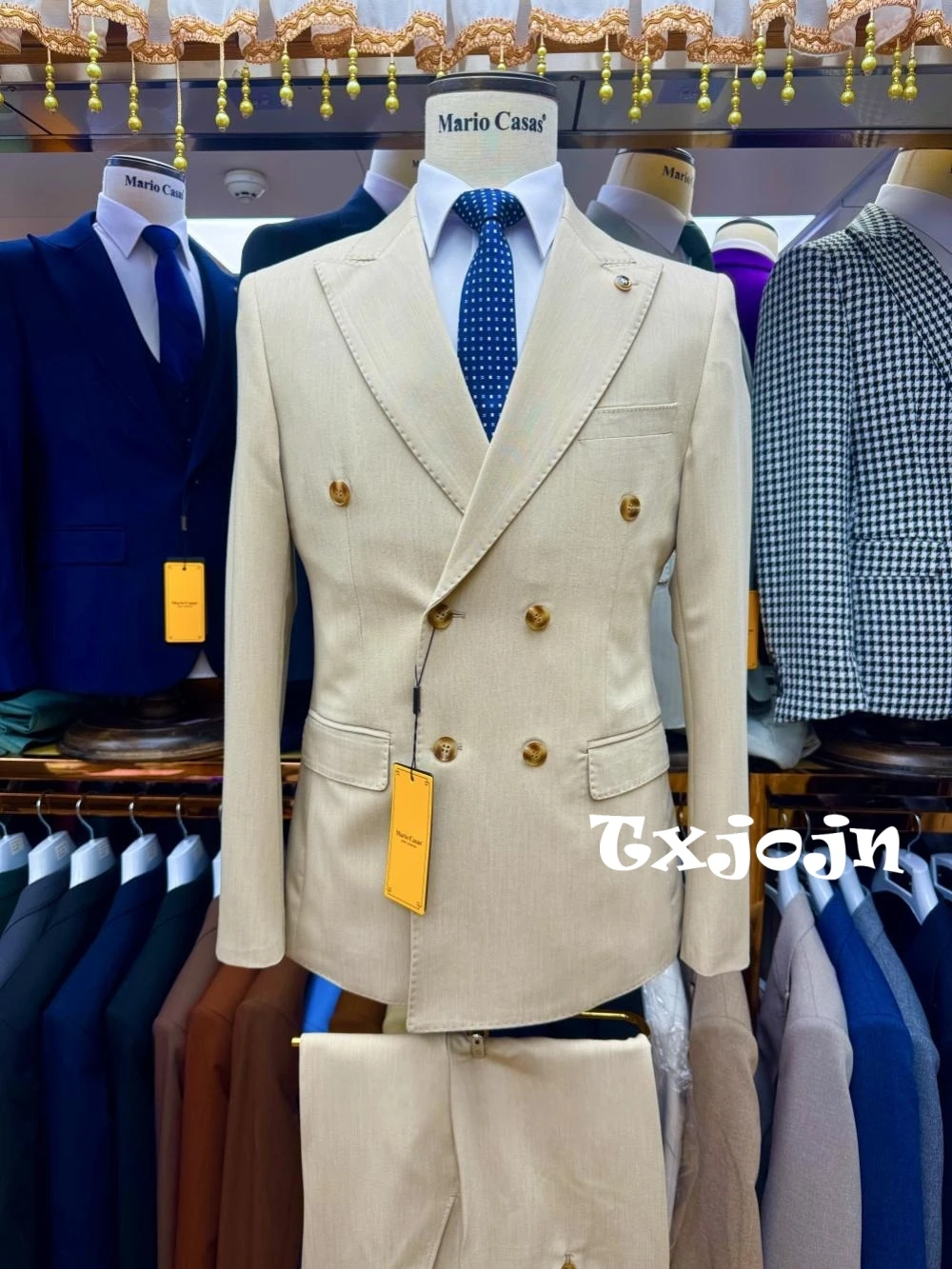 

Man Double Breasted Suit Set 2 Pieces Jacket Pants Business Office Wear Elegant Formal Men's Slim Fit Suits Wedding Party Tuxedo