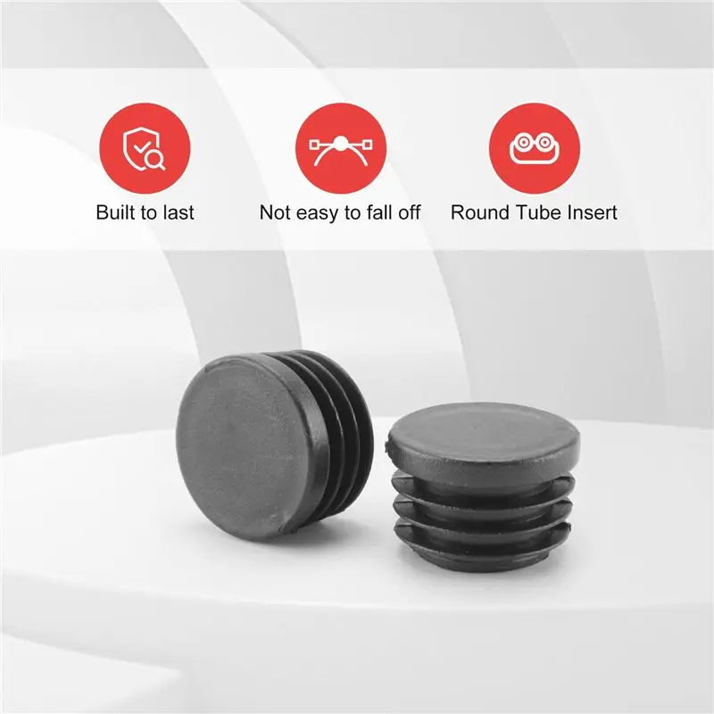 AT05-160 Pcs Black Plastic 25Mm Dia Blanking End Caps Round Tube Insert
