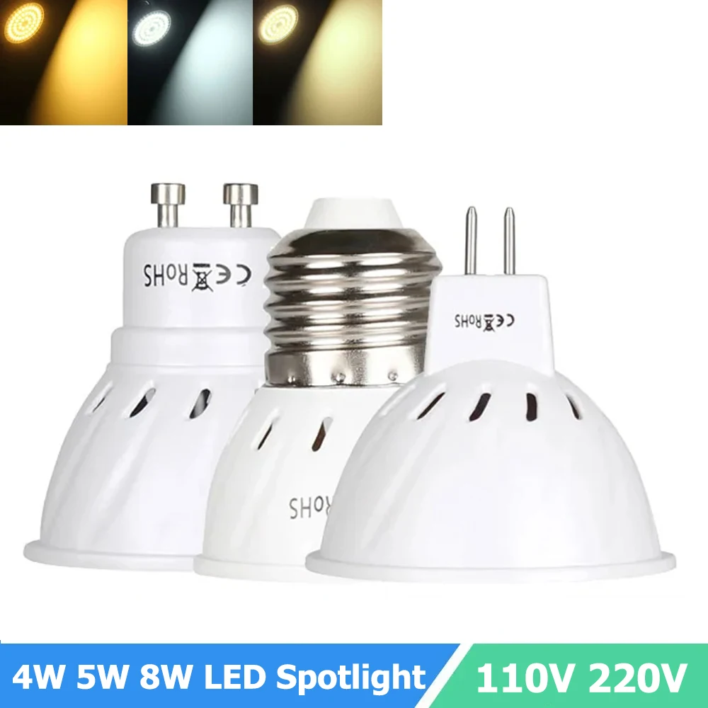 

4W 5W 8W E27 GU10 MR16 LED Spotlight 36/54/72 LEDs 2835SMD Super Bright LED Lamp 110V 220V 12V-24V Led Light Bulb for Home