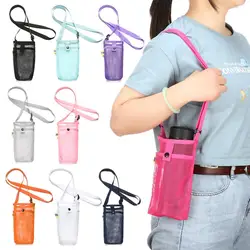 Travel Outdoor Sport Water Bottle Cover Portable Mesh Cup Pouch With Strap Mobile Phone Bag Visible Bag Camping Accessories