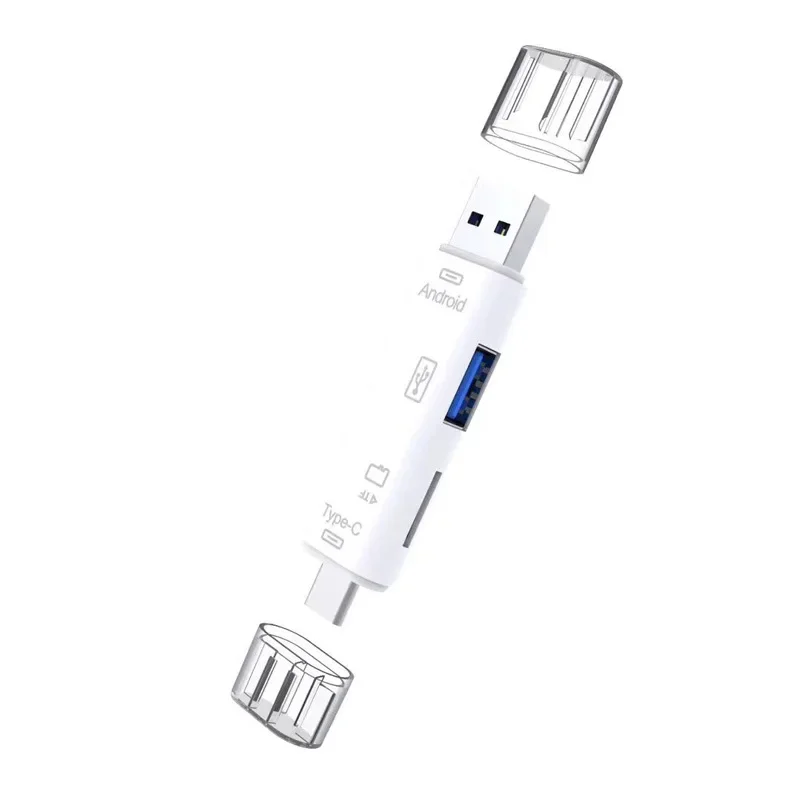 

5 in 1 Multifunction USB 2.0 Type C USB Micro USB Tf SD Memory Card Reader OTG Card Reader Adapter Mobile Phone Accessory