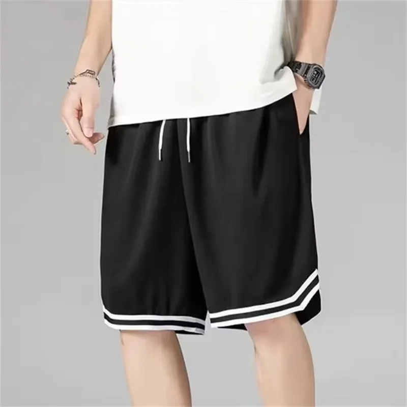 New Summer American Style Men's Basketball Shorts Casual Loose Fit Sweatpants Summer Thin Ice Silk Quick Dry  Men's