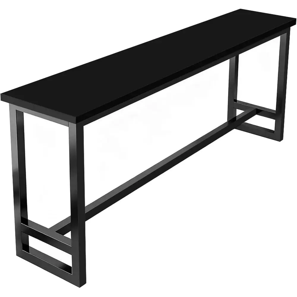 

Solid Wood Storage Bar Table, Rustic Style, Narrow Height for Kitchen or Pub, Ideal for Small Spaces, Black Finish