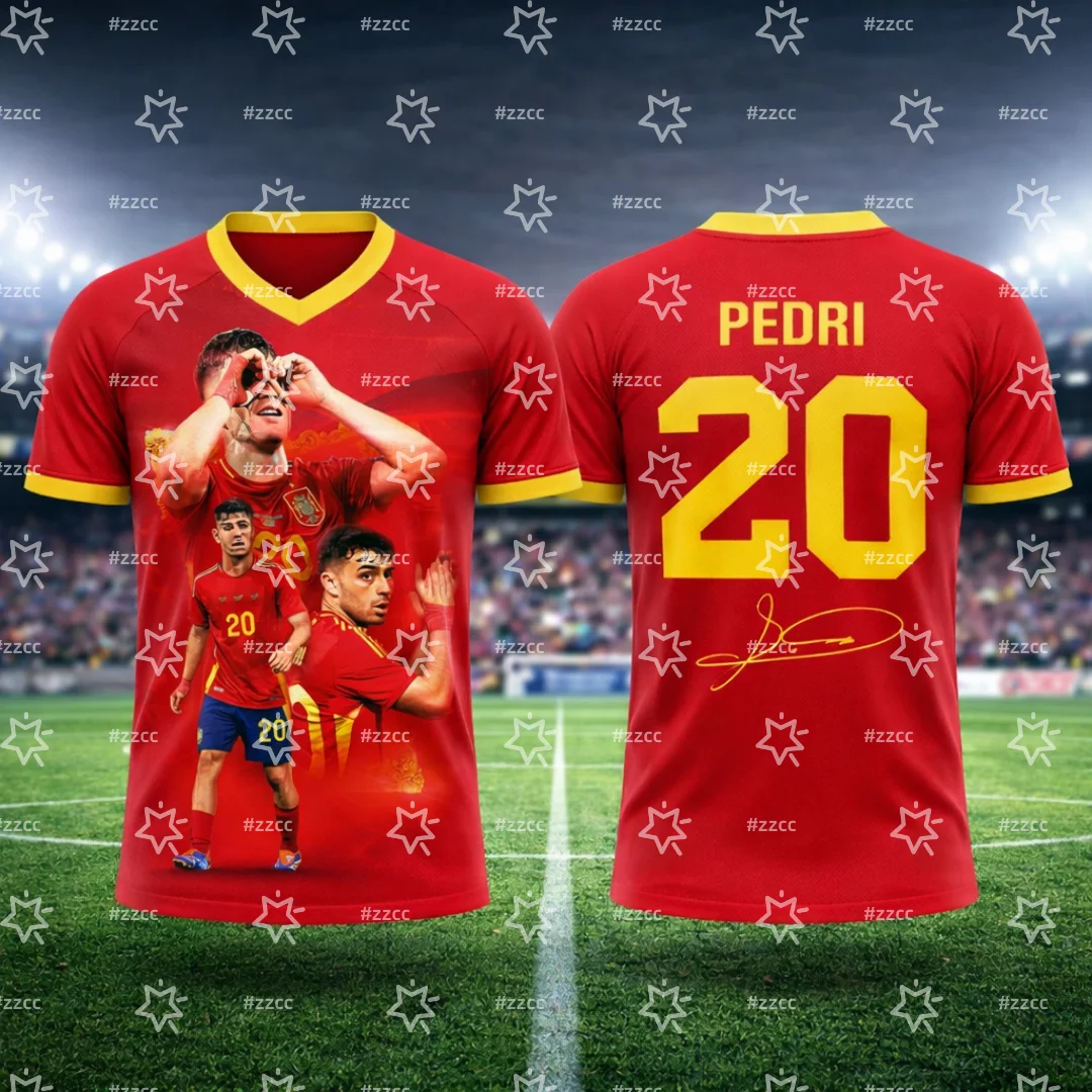 2026 Pedri Spanien Team Fußballtrikot Spiel- & Trainingsset Sommer Sport Herren T-Shirt Kinderbekleidung Tee Y2k Damen – Detail 4