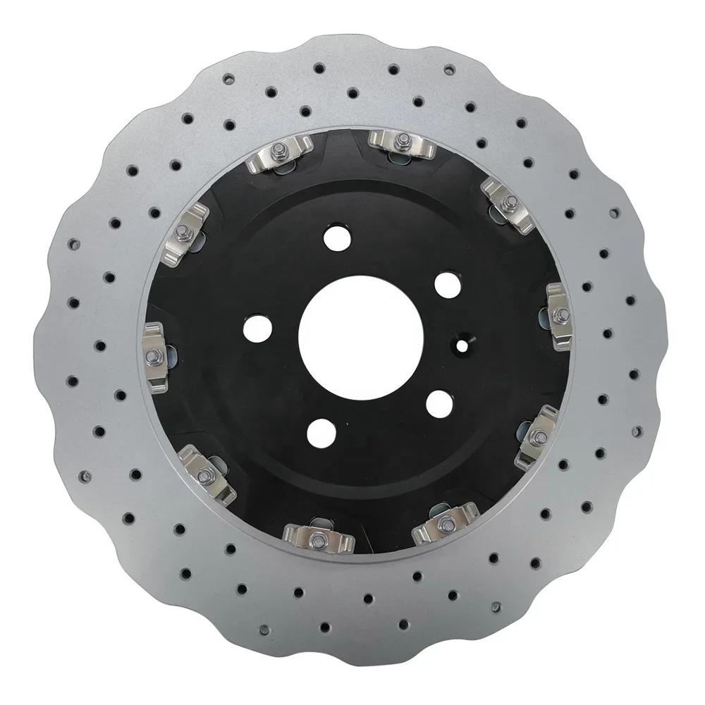 4G0615601 356 MM High Carbon Upgrade 2-Piece Drilled Wave Design Rear Brake Disc For Audi A6 Rs6 Rs7