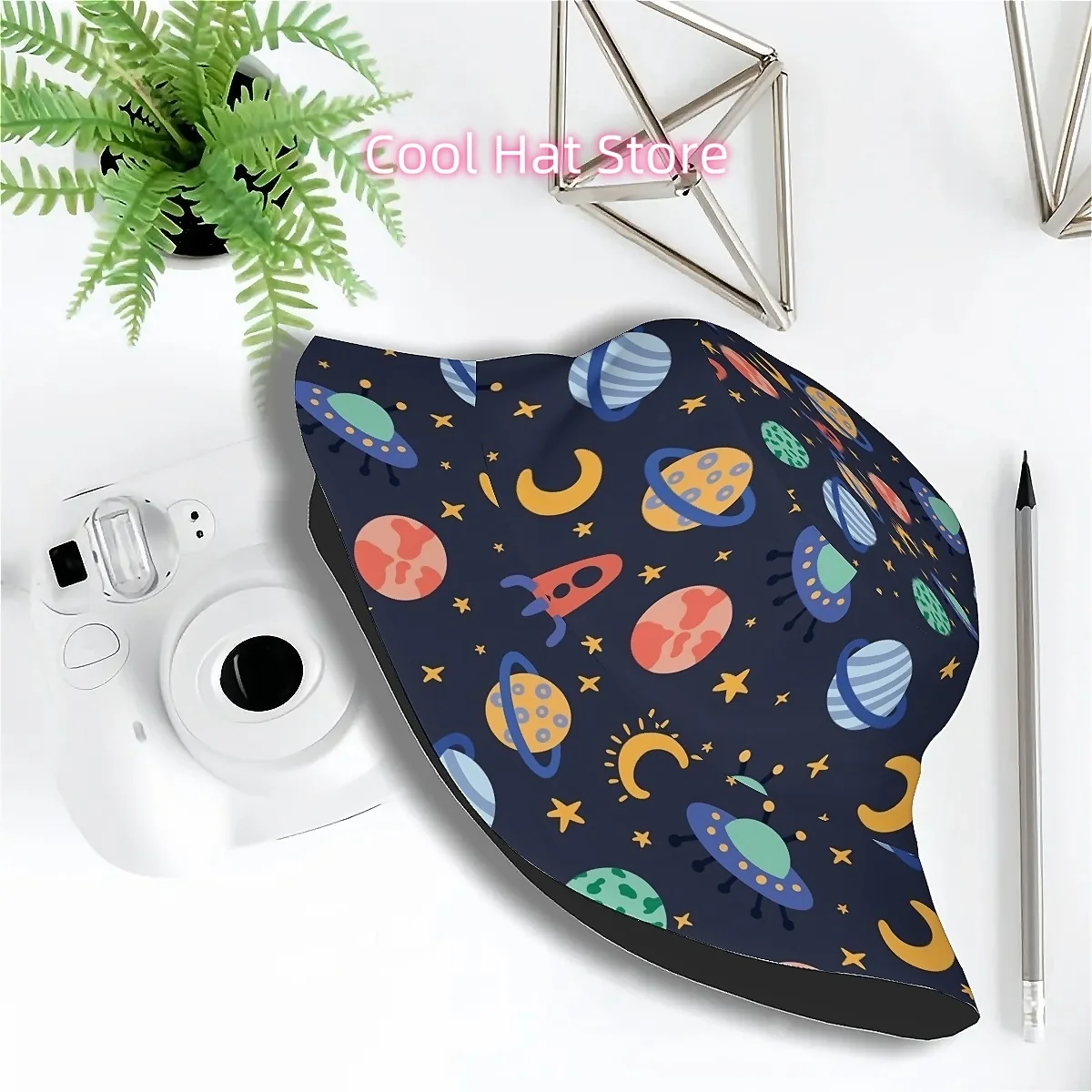 1pc Men's & Cute Space-Themed Bucket Hat with Astronaut, Stars & Planets Print - Outdoor Fishing, Beach, Hiking, Golf Hat - Fun