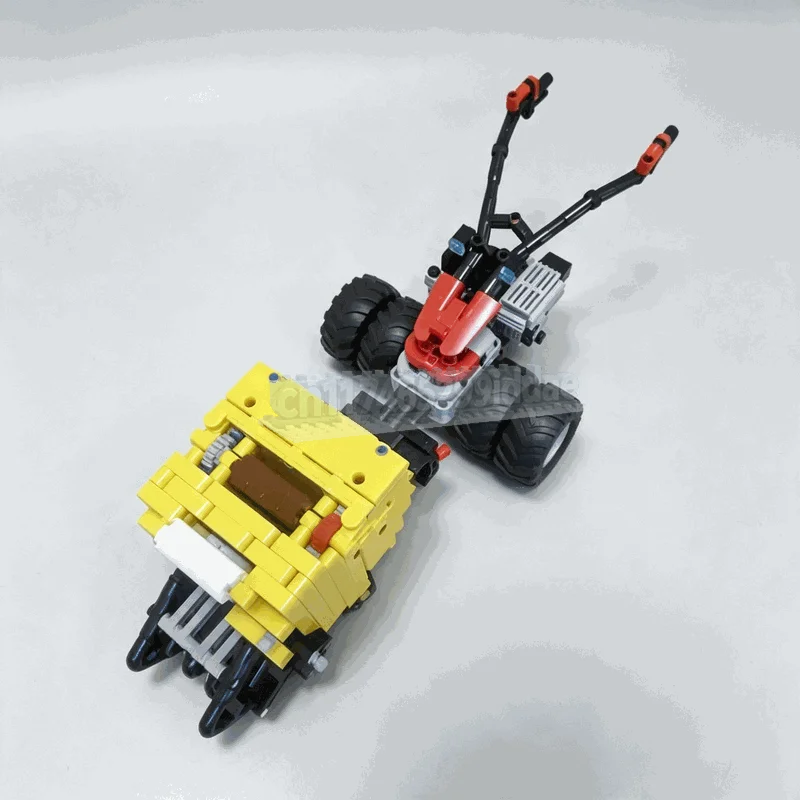 792PCS Farm Round Baler Building Blocks Agricultural Machinery Model For Single Axle Tractor Creative Assembly Toy Display Gift