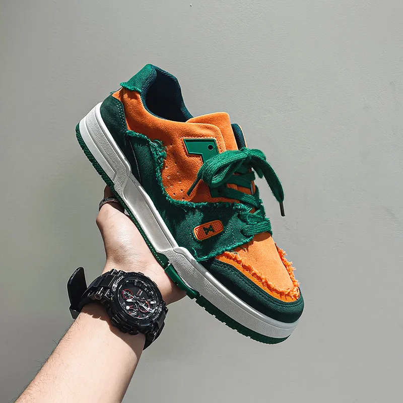 

Spring Autumn Men's Casual Shoes Korean Style Harajuku Trend Student Sports Shoes Leather Upper Wear Resistant Rubber Sole