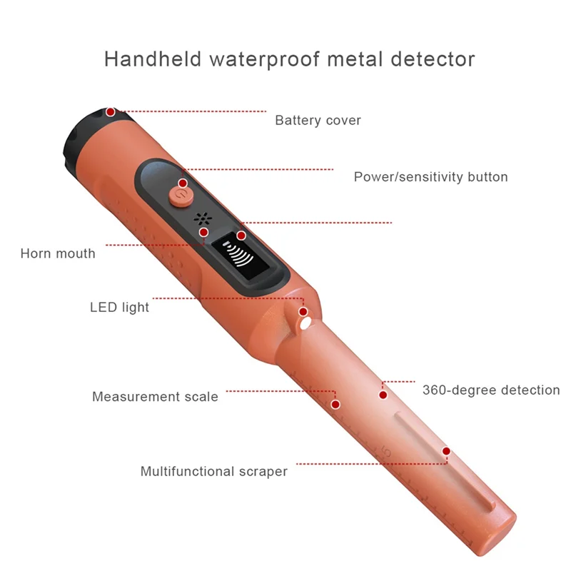 【RECOMENDAR】Handheld Metal Detector IP68 Waterproof Metal Detector High Accuracy Portable Metal Finder 360° Detection Search
