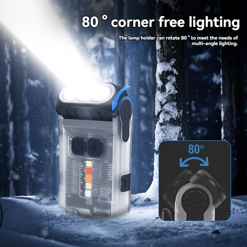 

Mini EDC Flashlight V15 - 1200LM Waterproof Lamp with Type-C Charging, 80° Rotation Magnet for Keychain Lantern U