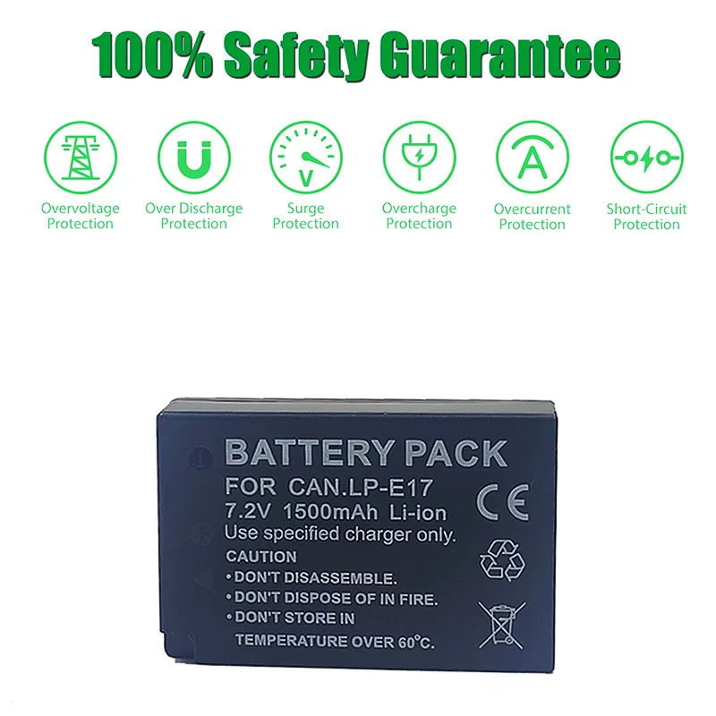 1500mAh LP-E17 LPE17 LP E17 Camera Battery+ for Canon EOS R8 RP 200D 250D M3 M5 M6 750D 760D T6s