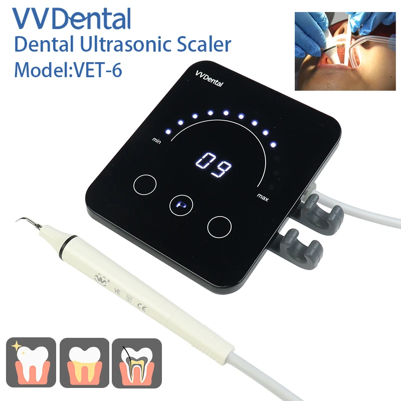 VVDental 2024 New VET-6 Dental Ultrasonic Scaler Upgraded For Scaling Periodontics Endodontics Oral Cleaning Ultrasound Machine