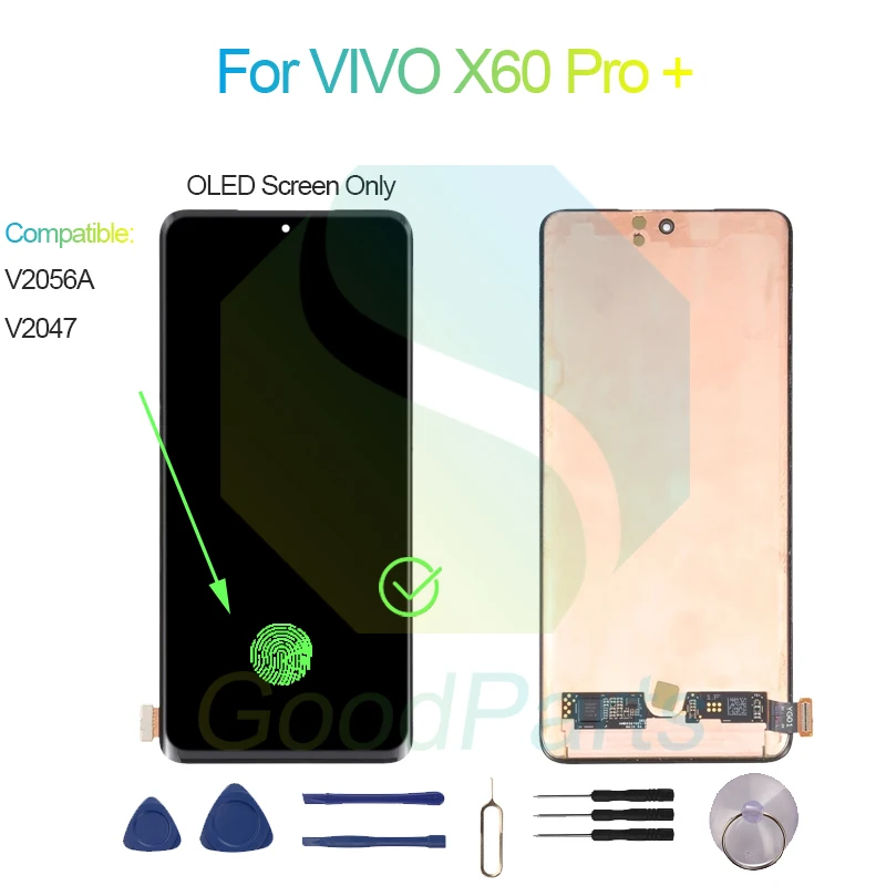 For VIVO X60 Pro + Screen Display Replacement 2376*1080 V2056A, V2047 For VIVO X60 Pro Plus LCD Touch Digitizer