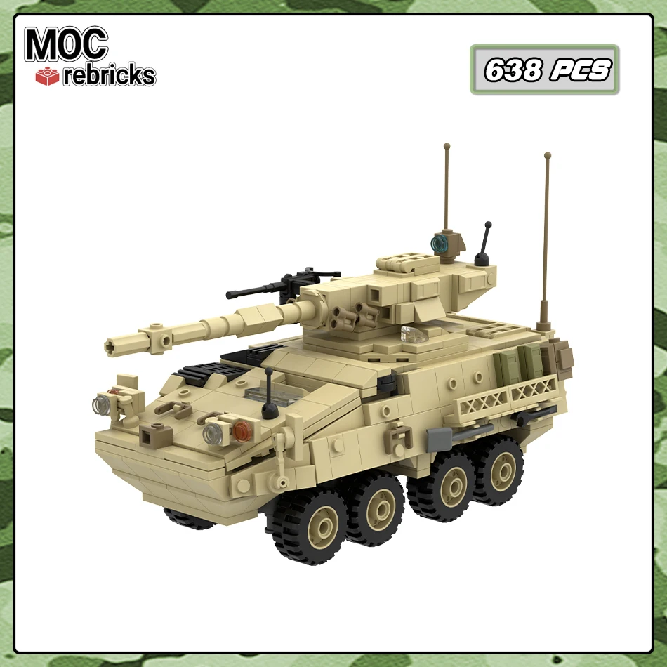 

Hot Selling Stryker M1128MGS Cannon Building Blocks Military Combat Weapons Model Technology Bricks Children's Collectible Toy