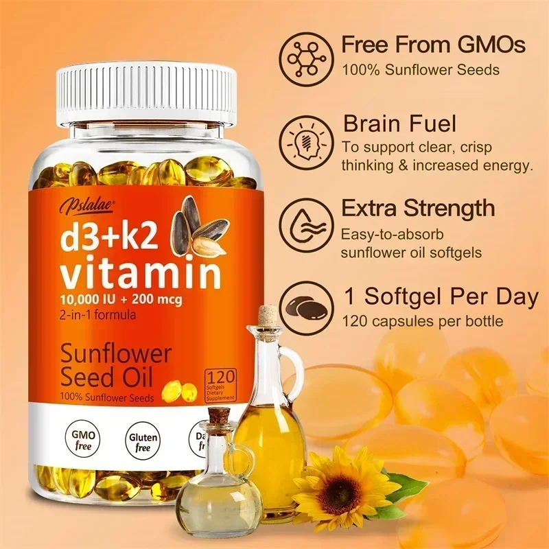 Vitamin D3+K2 Capsules - Help Regulate Calcium Metabolism, Supports Teeth, Bones, Heart Health, Joint Health, Immunity - Image 5